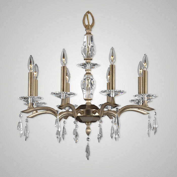 American Brass & Crystal CH5504-G-36G-ST Eight Light Chandelier, Old Brass