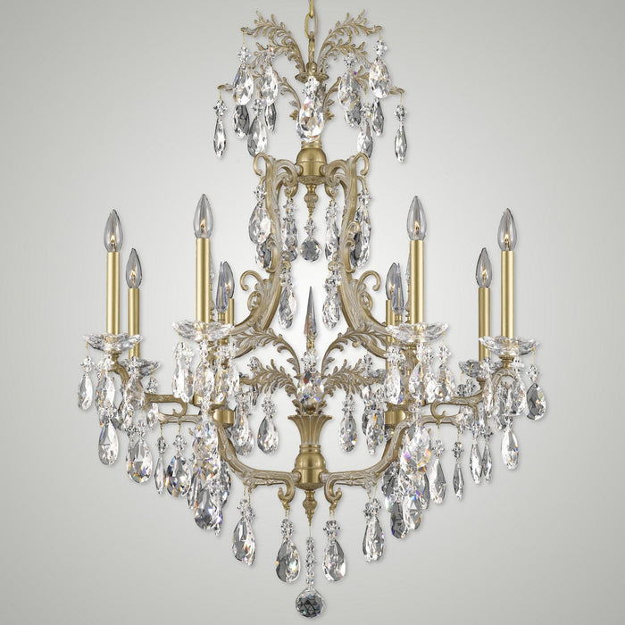 American Brass & Crystal CH7613-O-04G-ST Eight Light Chandelier, Antique White Glossy