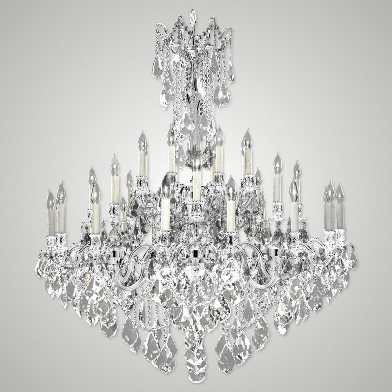 American Brass & Crystal CH9323-A-08G-PI 32 Light Chandelier, Silver
