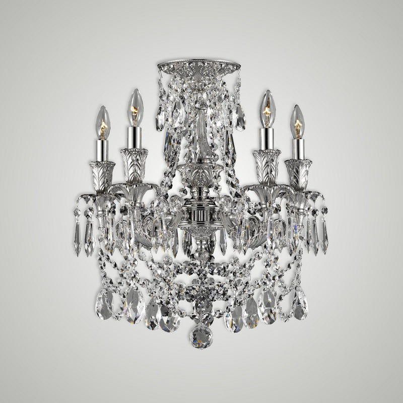 American Brass & Crystal FM2065-O-U-08G-ST Five Light Semi-Flush Mount, Silver