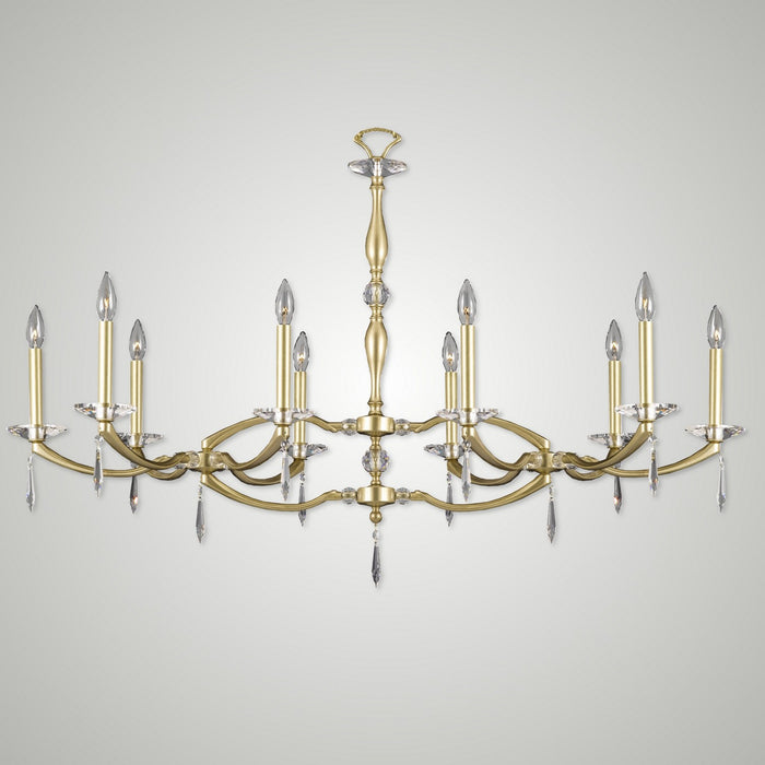 American Brass & Crystal IL5347-U-36G-ST Ten Light Linear Chandelier, Old Brass