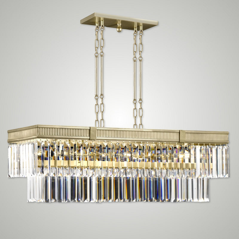 American Brass & Crystal IL8305-P-36G 12 Light Linear Chandelier, Old Brass