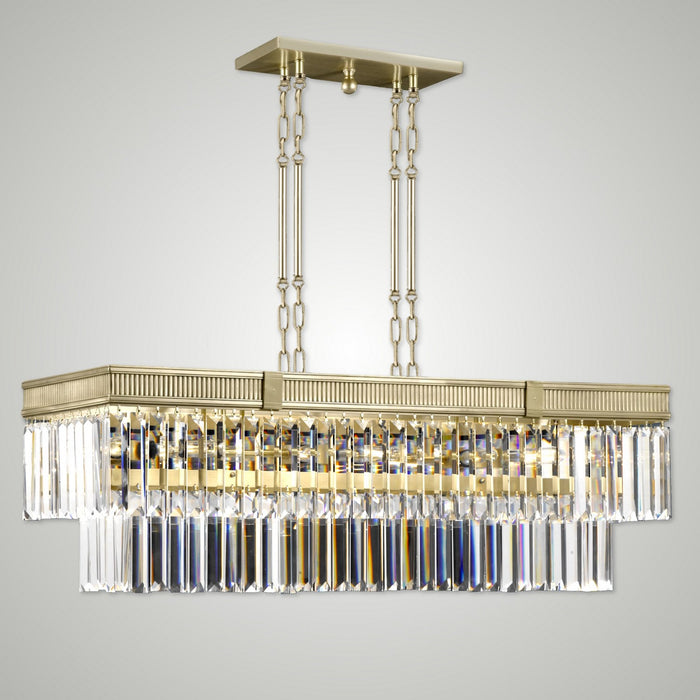 American Brass & Crystal IL8305-P-36G 12 Light Linear Chandelier, Old Brass