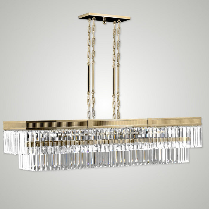 American Brass & Crystal IL8306-P-32G 12 Light Linear Chandelier, Polished Brass