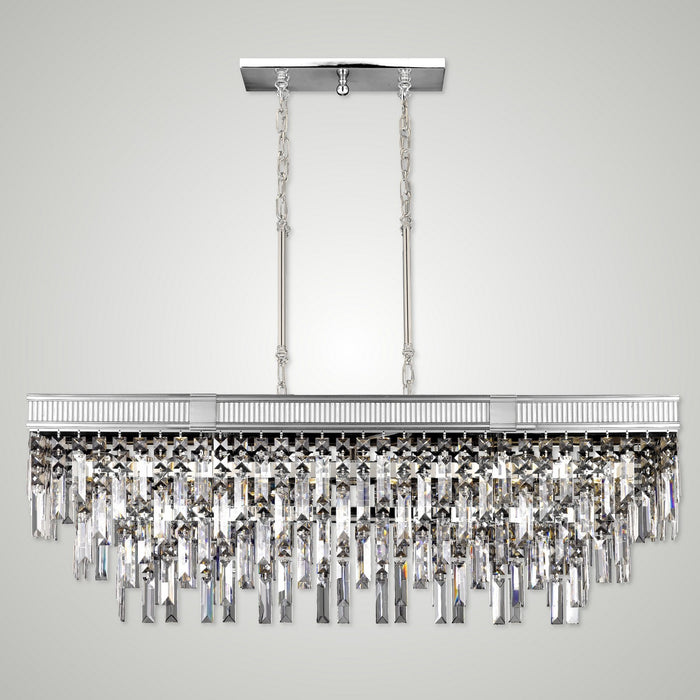 American Brass & Crystal IL8375-PMN-38G 12 Light Linear Chandelier, Polished Nickel