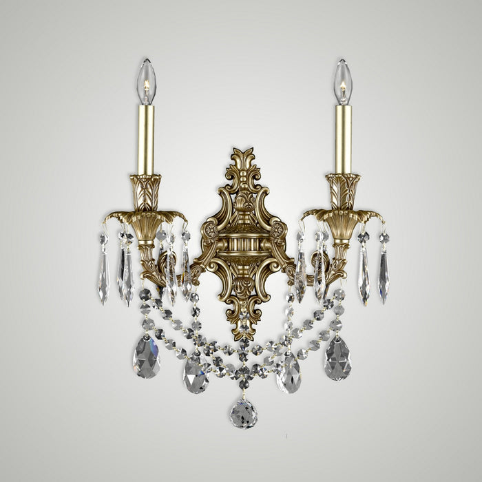 American Brass & Crystal WS2080-O-U-03G-ST Two Light Wall Sconce, French Gold Glossy