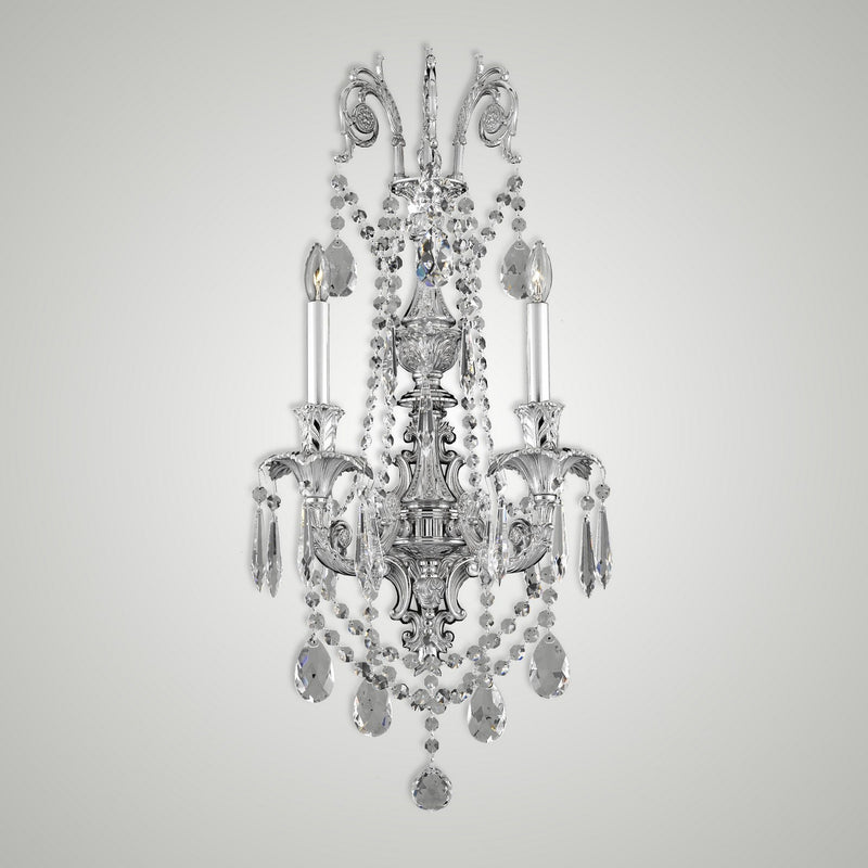 American Brass & Crystal WS2082-O-U-08G-ST Two Light Wall Sconce, Silver