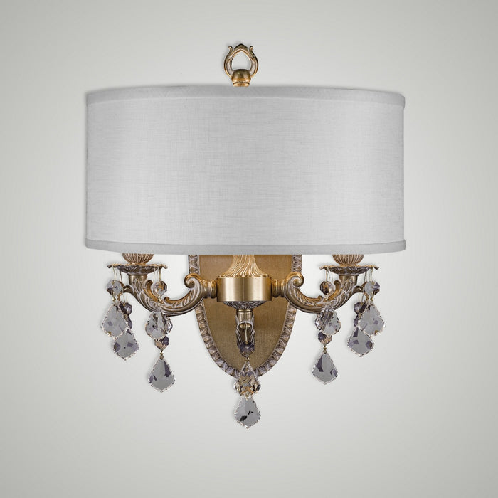 American Brass & Crystal WS6532-A-04G-PI-HL Two Light Wall Sconce, Antique White Glossy