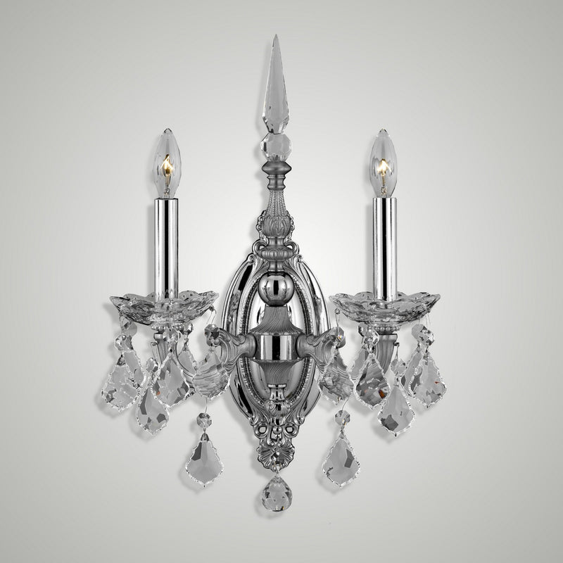 American Brass & Crystal WS9392-A-08G-ST Two Light Wall Sconce, Silver