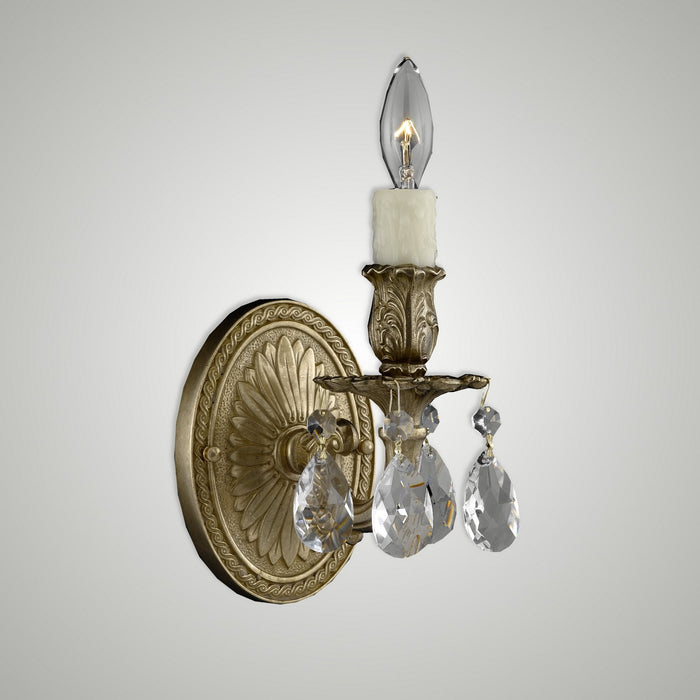 American Brass & Crystal WS9401-A-16G-PI One Light Wall Sconce, True Brass