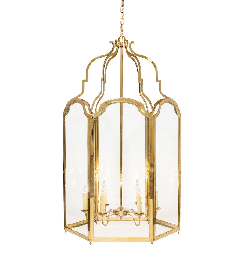 Meyda Tiffany 253960 Six Light Pendant, Polished Brass