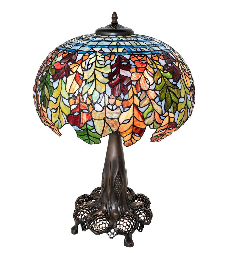 Meyda Tiffany 259357 Three Light Table Lamp, Mahogany Bronze