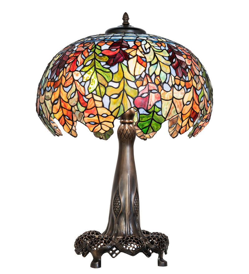 Meyda Tiffany 259357 Three Light Table Lamp, Mahogany Bronze
