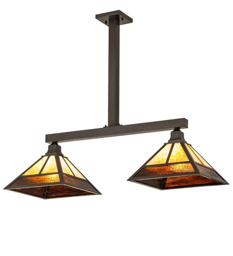 Meyda Tiffany 262177 Two Light Island Pendant, Craftsman Brown