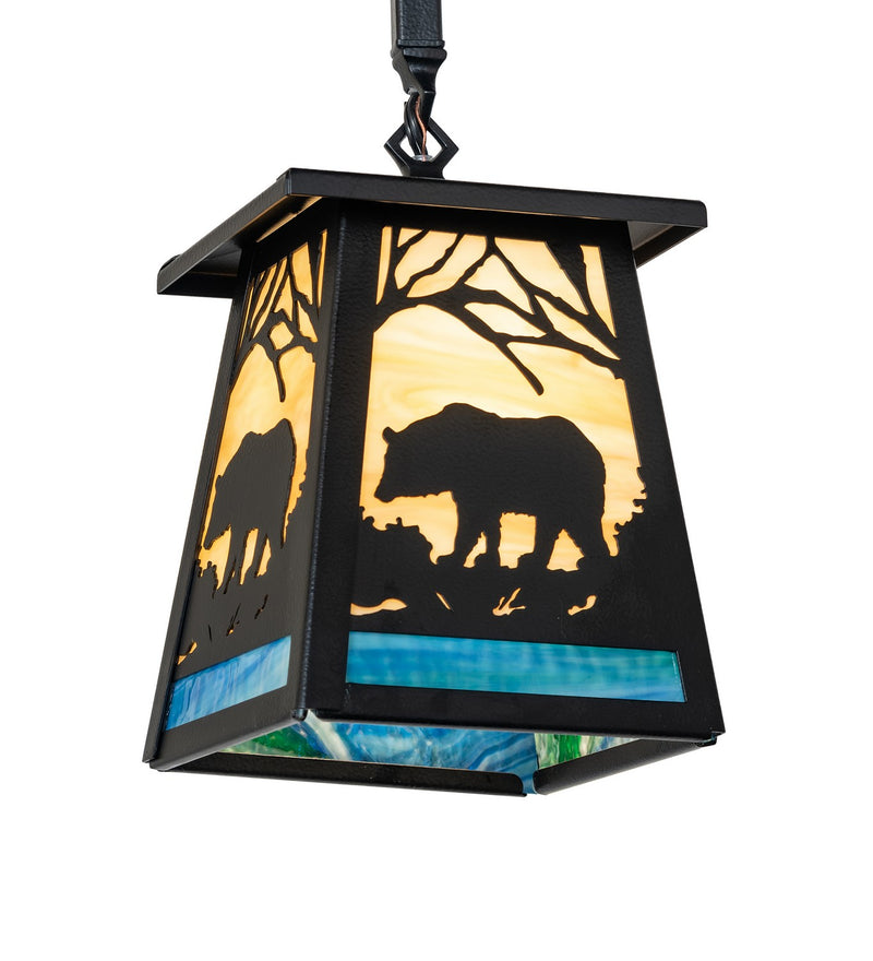 Meyda Tiffany 263409 One Light Mini Pendant, Black Satin Wrought Iron