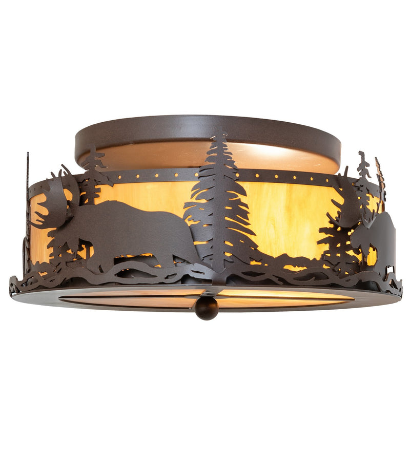 Meyda Tiffany 264274 Two Light Flushmount, Cafe Noir