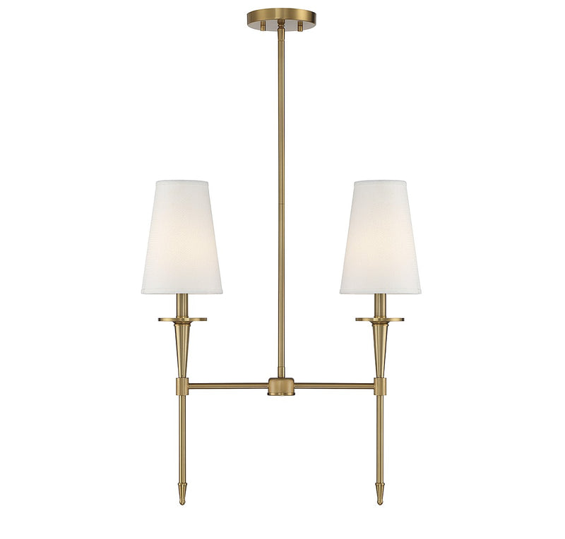 Lighting One E V6-L1-5607-2-322 Two Light Linear Chandelier, Warm Brass