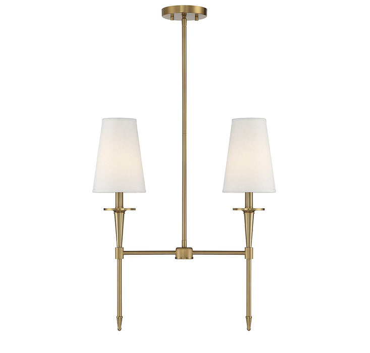 Lighting One E V6-L1-5607-2-322 Two Light Linear Chandelier, Warm Brass