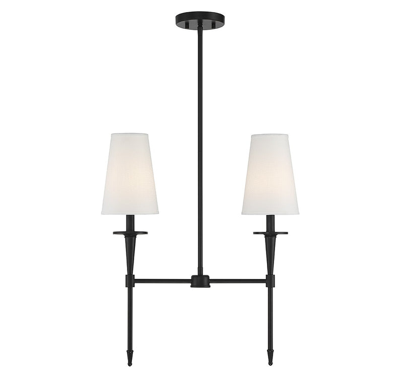 Lighting One E V6-L1-5607-2-89 Two Light Linear Chandelier, Matte Black