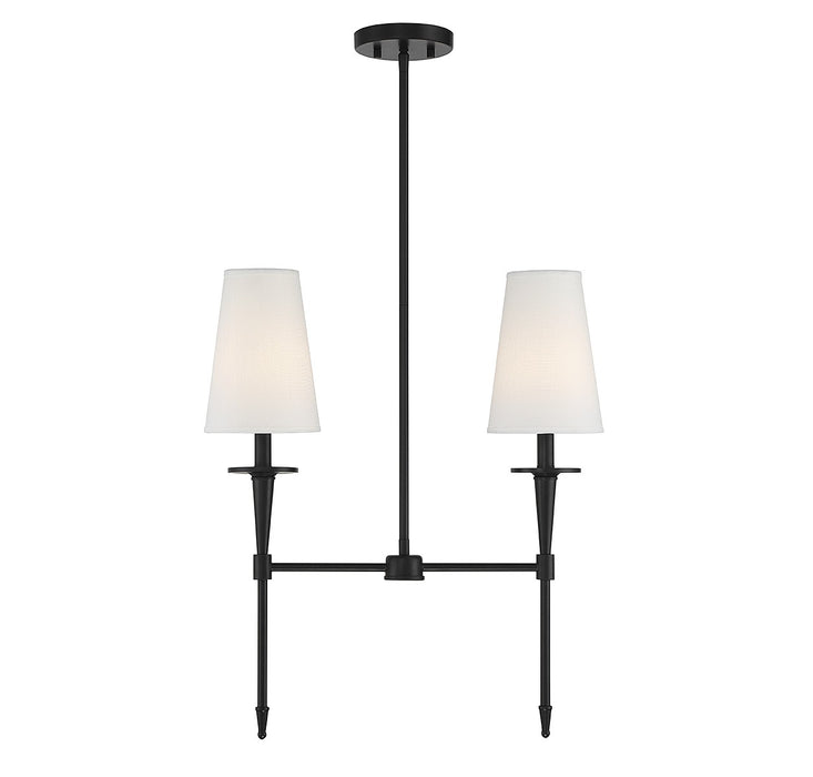 Lighting One E V6-L1-5607-2-89 Two Light Linear Chandelier, Matte Black
