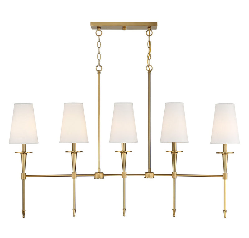 Lighting One E V6-L1-5609-5-322 Five Light Linear Chandelier, Warm Brass