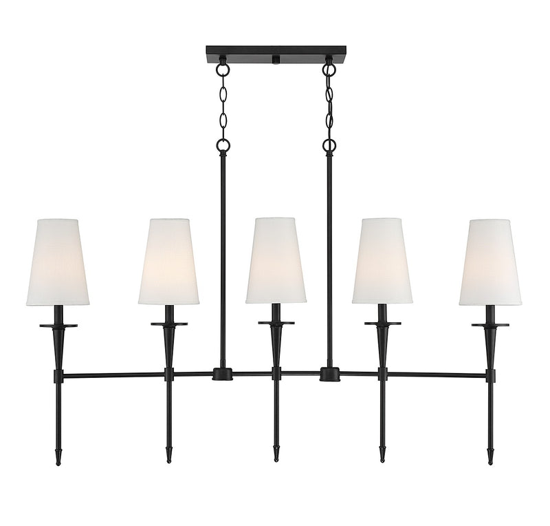 Lighting One E V6-L1-5609-5-89 Five Light Linear Chandelier, Matte Black