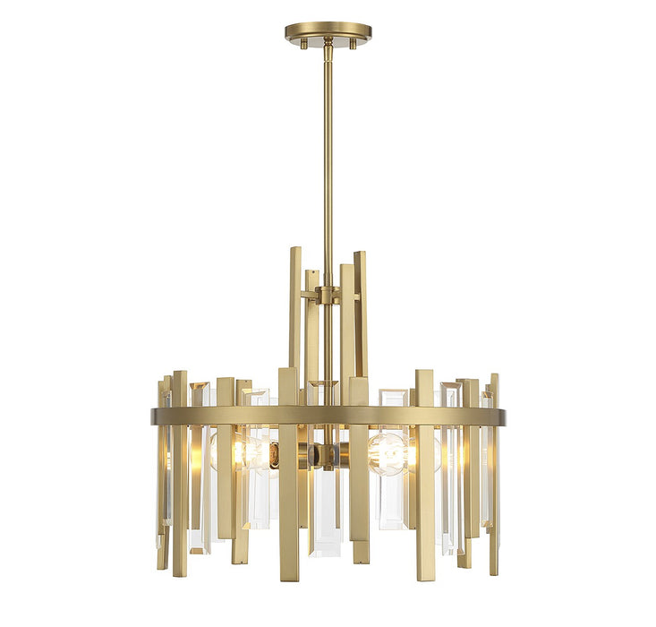 Lighting One E V6-L7-3001-4-322 Four Light Pendant, Warm Brass
