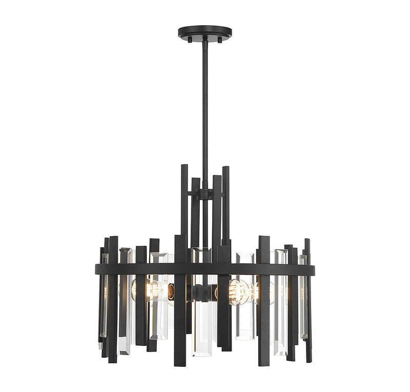 Lighting One E V6-L7-3001-4-89 Four Light Pendant, Matte Black