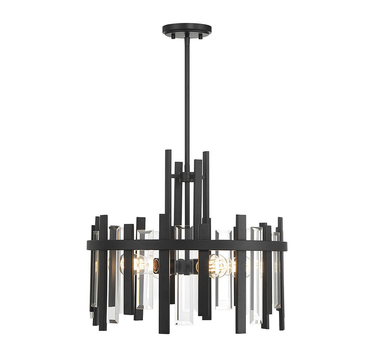 Lighting One E V6-L7-3001-4-89 Four Light Pendant, Matte Black