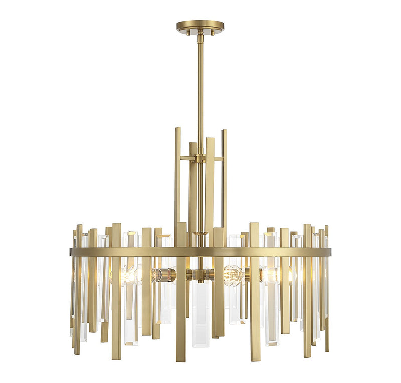 Lighting One E V6-L7-3002-6-322 Six Light Pendant, Warm Brass