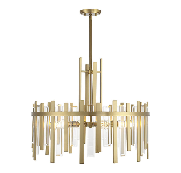 Lighting One E V6-L7-3002-6-322 Six Light Pendant, Warm Brass
