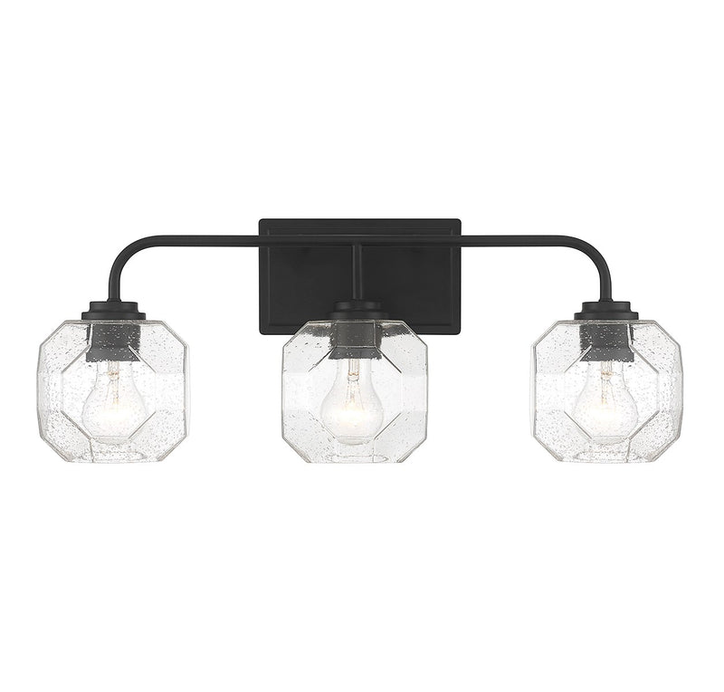 Lighting One E V6-L8-4399-3-BK Three Light Bathroom Vanity, Matte Black