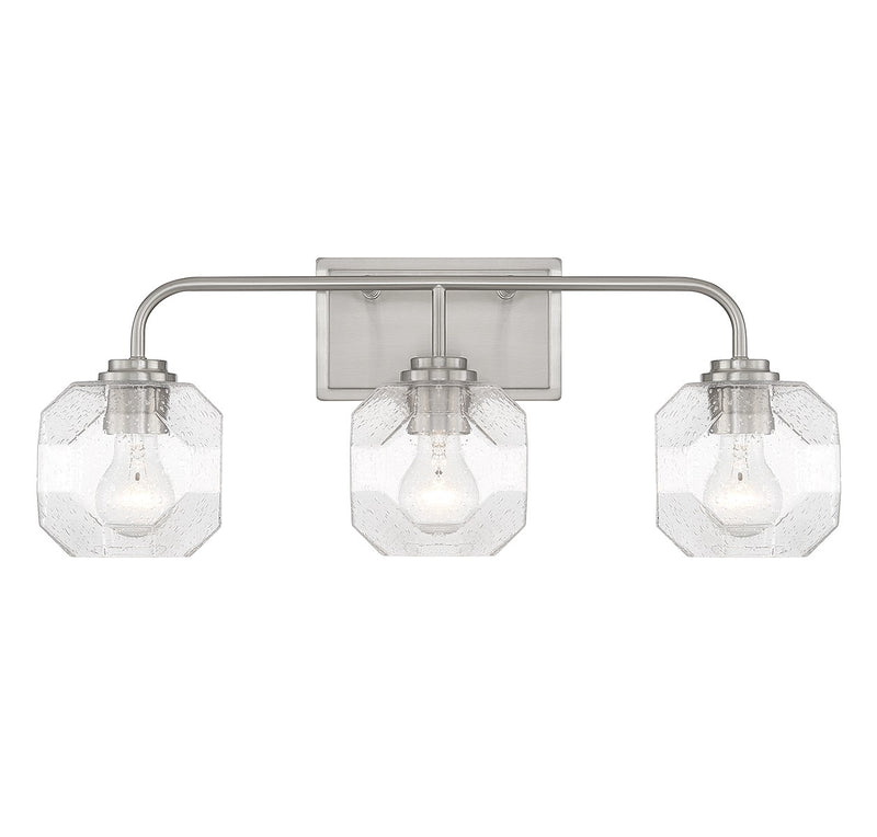 Lighting One E V6-L8-4399-3-SN Three Light Bathroom Vanity, Satin Nickel