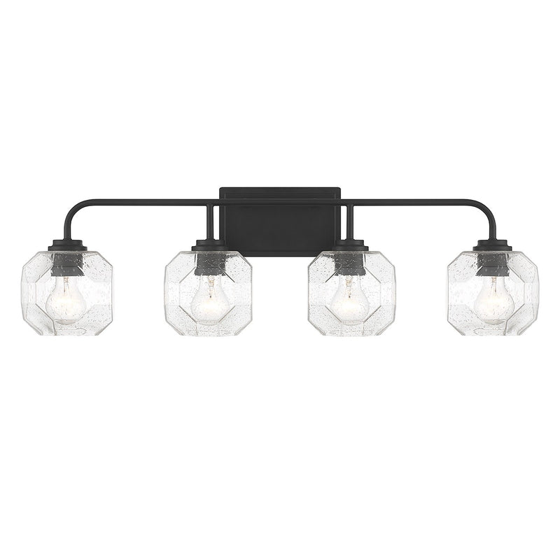 Lighting One E V6-L8-4399-4-BK Four Light Bathroom Vanity, Matte Black