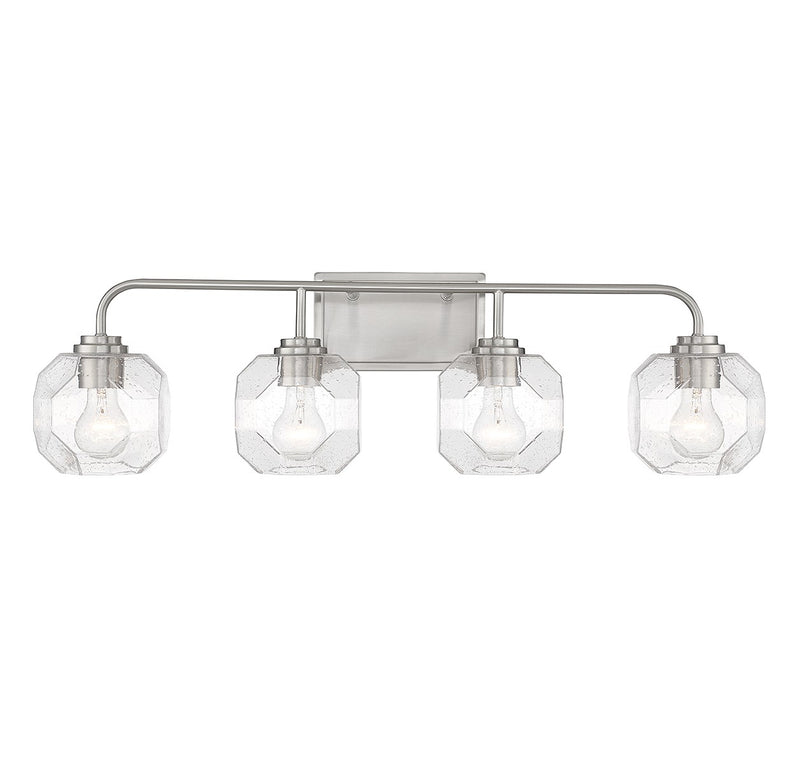 Lighting One E V6-L8-4399-4-SN Four Light Bathroom Vanity, Satin Nickel