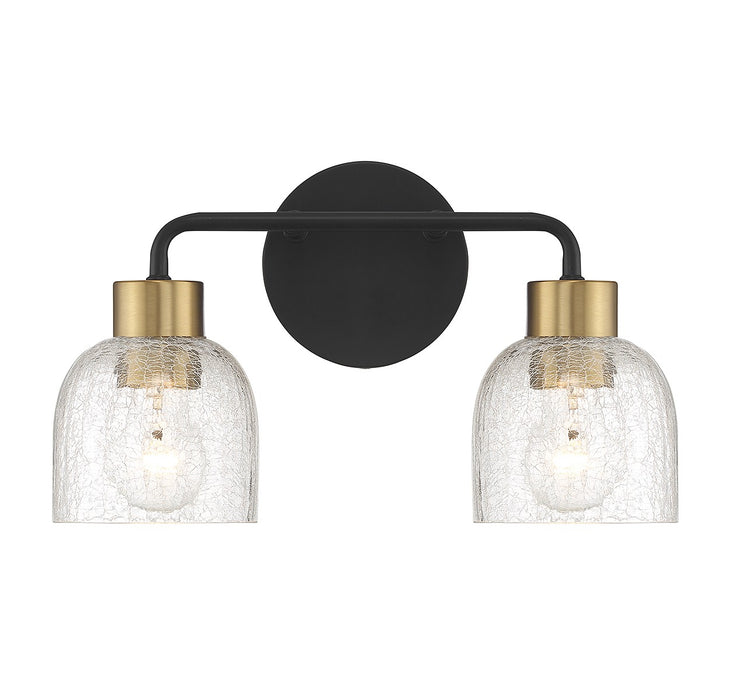 Lighting One E V6-L8-5900-2-143 Two Light Bathroom Vanity, Matte Black w/ Warm Brass