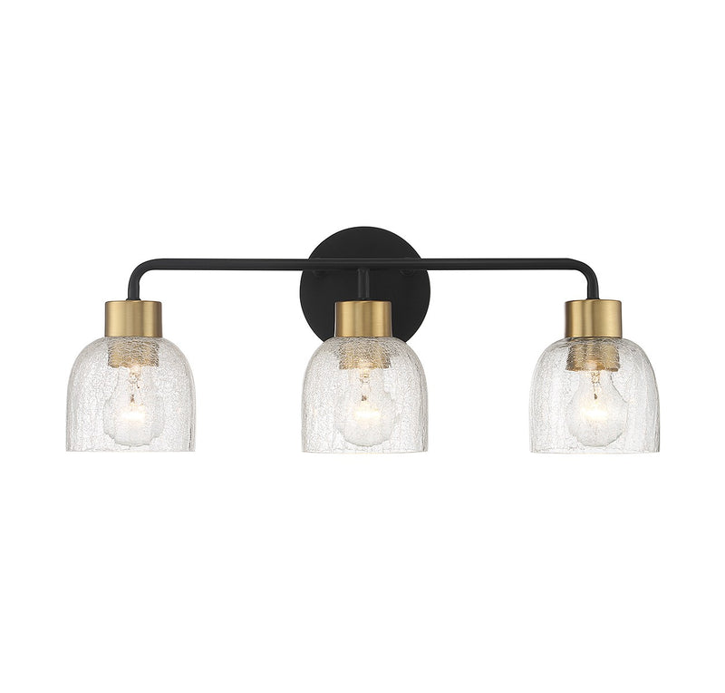 Lighting One E V6-L8-5900-3-143 Three Light Bathroom Vanity, Matte Black w/ Warm Brass
