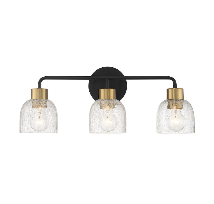 Lighting One E V6-L8-5900-3-143 Three Light Bathroom Vanity, Matte Black w/ Warm Brass
