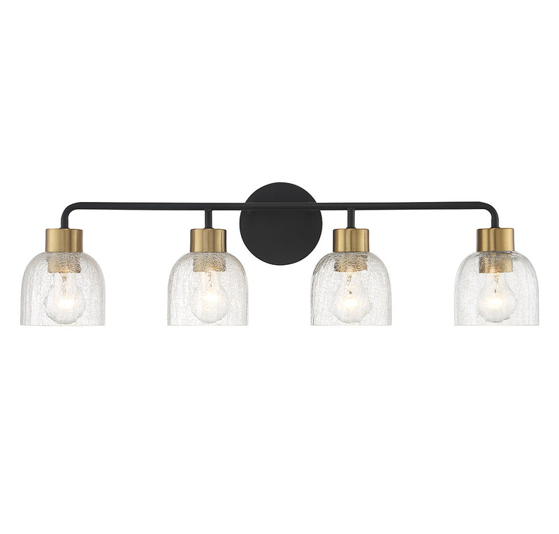 Lighting One E V6-L8-5900-4-143 Four Light Bathroom Vanity, Matte Black w/ Warm Brass