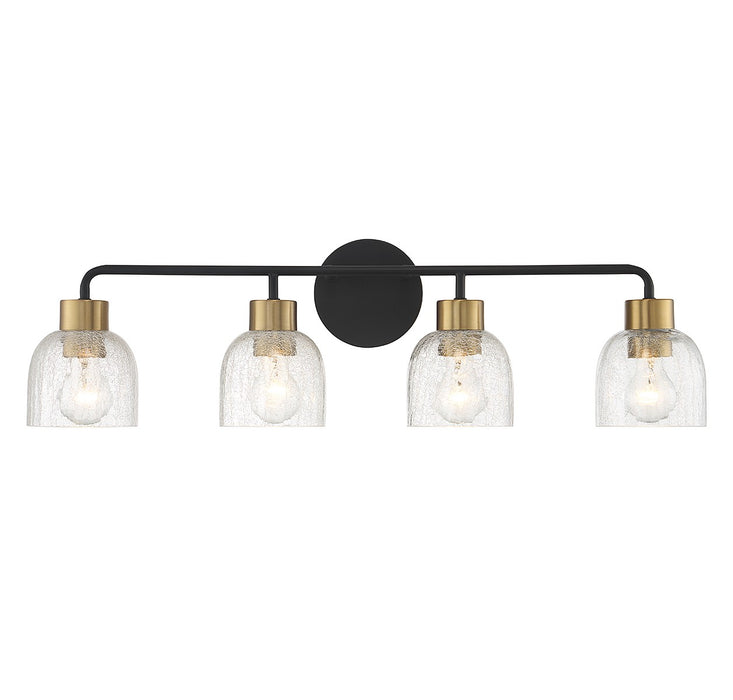 Lighting One E V6-L8-5900-4-143 Four Light Bathroom Vanity, Matte Black w/ Warm Brass