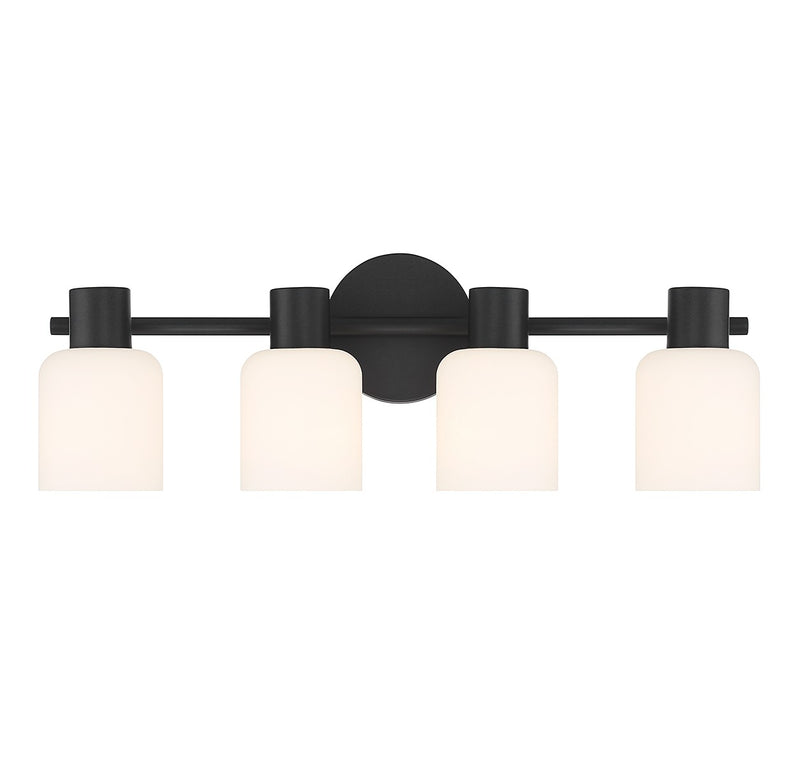 Lighting One E V6-L8-9022-4-BK Four Light Bathroom Vanity, Matte Black