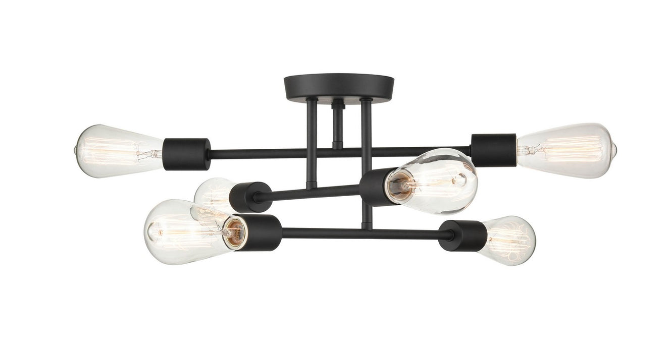 Millennium 4256-MB Six Light Semi-Flush Mount, Matte Black