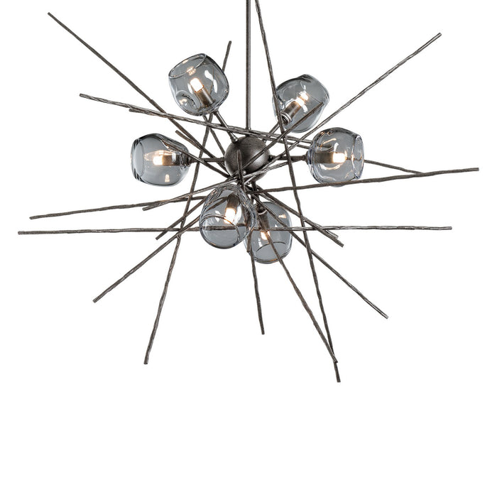 Hubbardton Forge 131590-SKT-MULT-20-YL0709 Six Light Pendant, Natural Iron