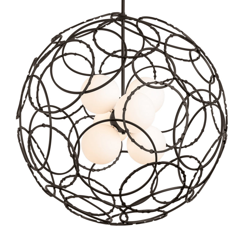 Hubbardton Forge 131602-SKT-MULT-07-GG0677 Six Light Pendant, Dark Smoke
