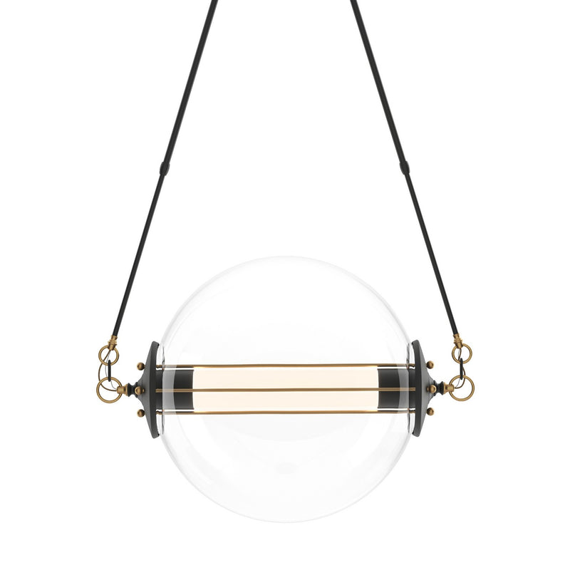 Hubbardton Forge 134405-SKT-LONG-31-YE0499 Two Light Pendant, Black with Brass Accents