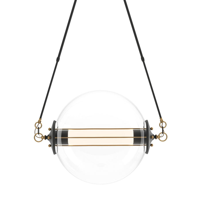Hubbardton Forge 134405-SKT-LONG-31-YE0499 Two Light Pendant, Black with Brass Accents
