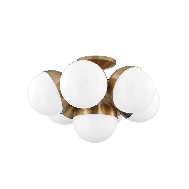 Troy Lighting C1524-PBR Seven Light Semi Flush Mount, Patina Brass