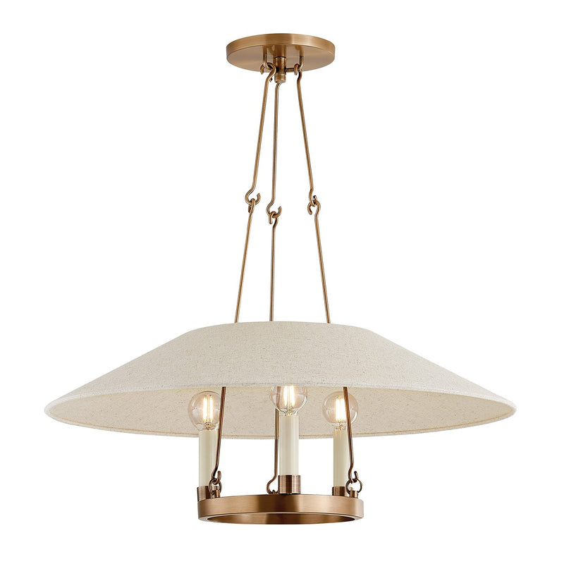 Troy Lighting F1625-PBR Three Light Chandelier, Patina Brass