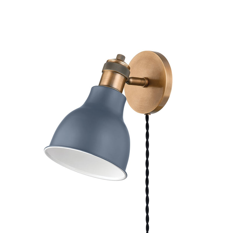 Troy Lighting PTL1210-PBR/SBL One Light Wall Sconce, Patina Brass/Slate Blue