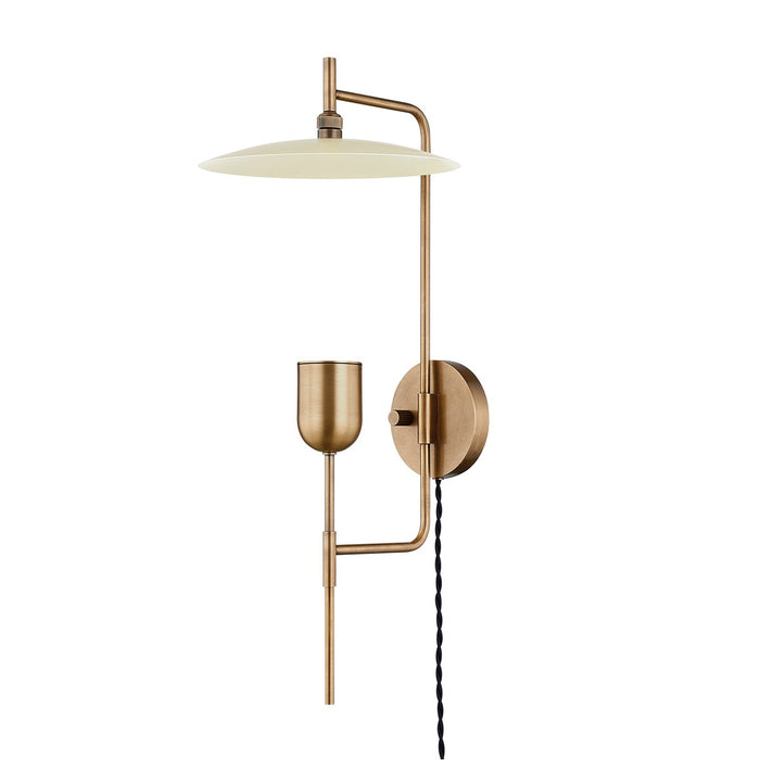 Troy Lighting PTL1224-PBR/SSD One Light Wall Sconce, Patina Brass And Soft Sand